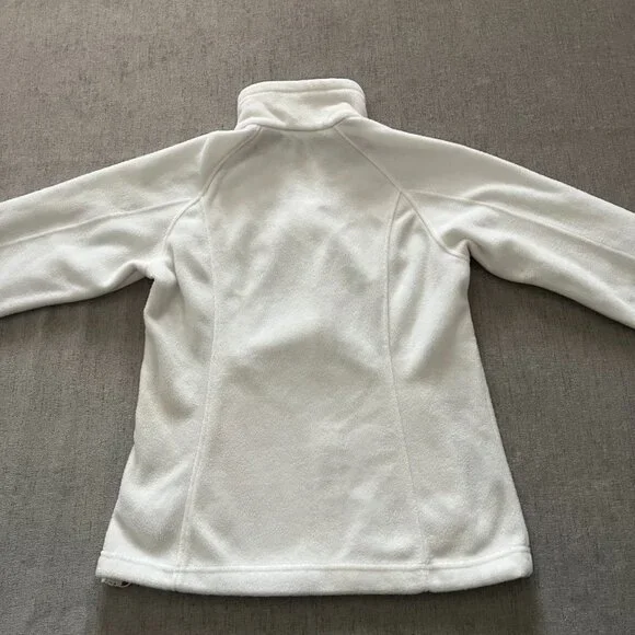 Columbia Full Zip Up Jacket Fleece Women Small White Pockets Outdoor Lightweight - Picture 3 of 11